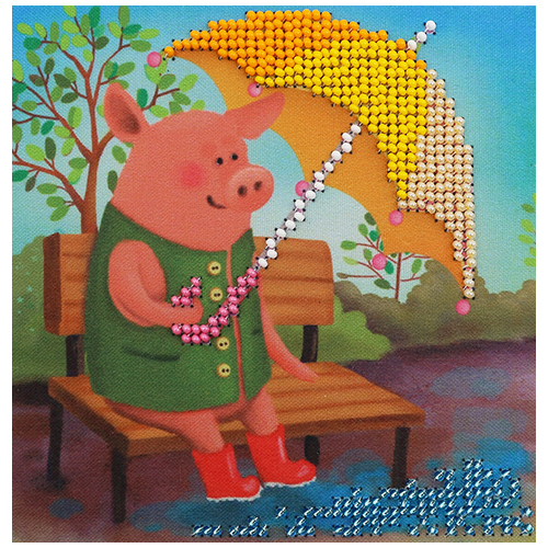 фото Набор для вышивания бисером бисеринка под зонтиком б-0209 12*12см