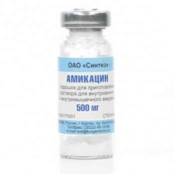 фото Амикацин сульфат порошок для инъекций 500 мг 50 шт. синтез