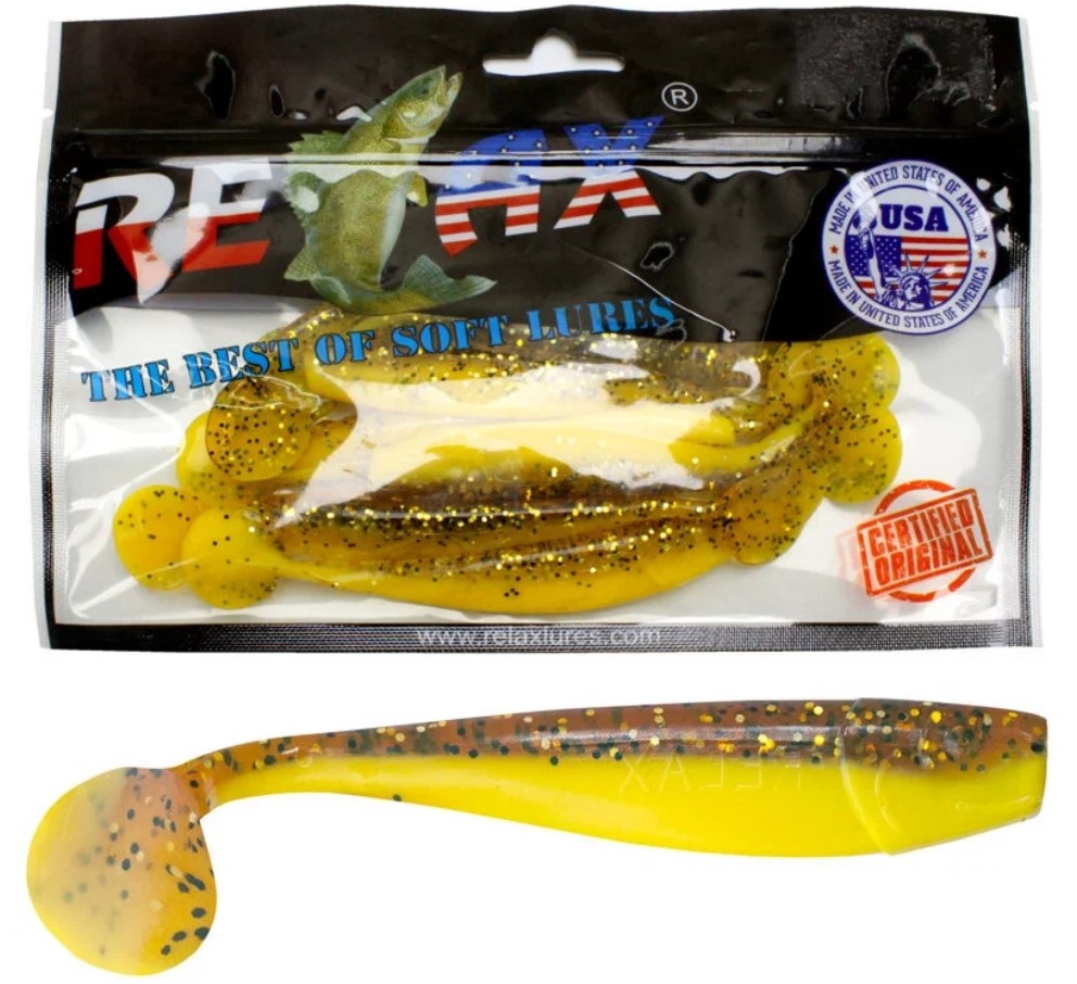 Силиконовая приманка Relax Kingshad Laminat 3 L017 Yellow/Rootbeer-gold/Black Glitter, Коричневый;желтый, Kingshad Laminat
Силиконовая приманка Relax Kingshad Laminat 3 L017 Yellow/Rootbeer-gold/Black Glitter, Коричневый;желтый, Kingshad Laminat