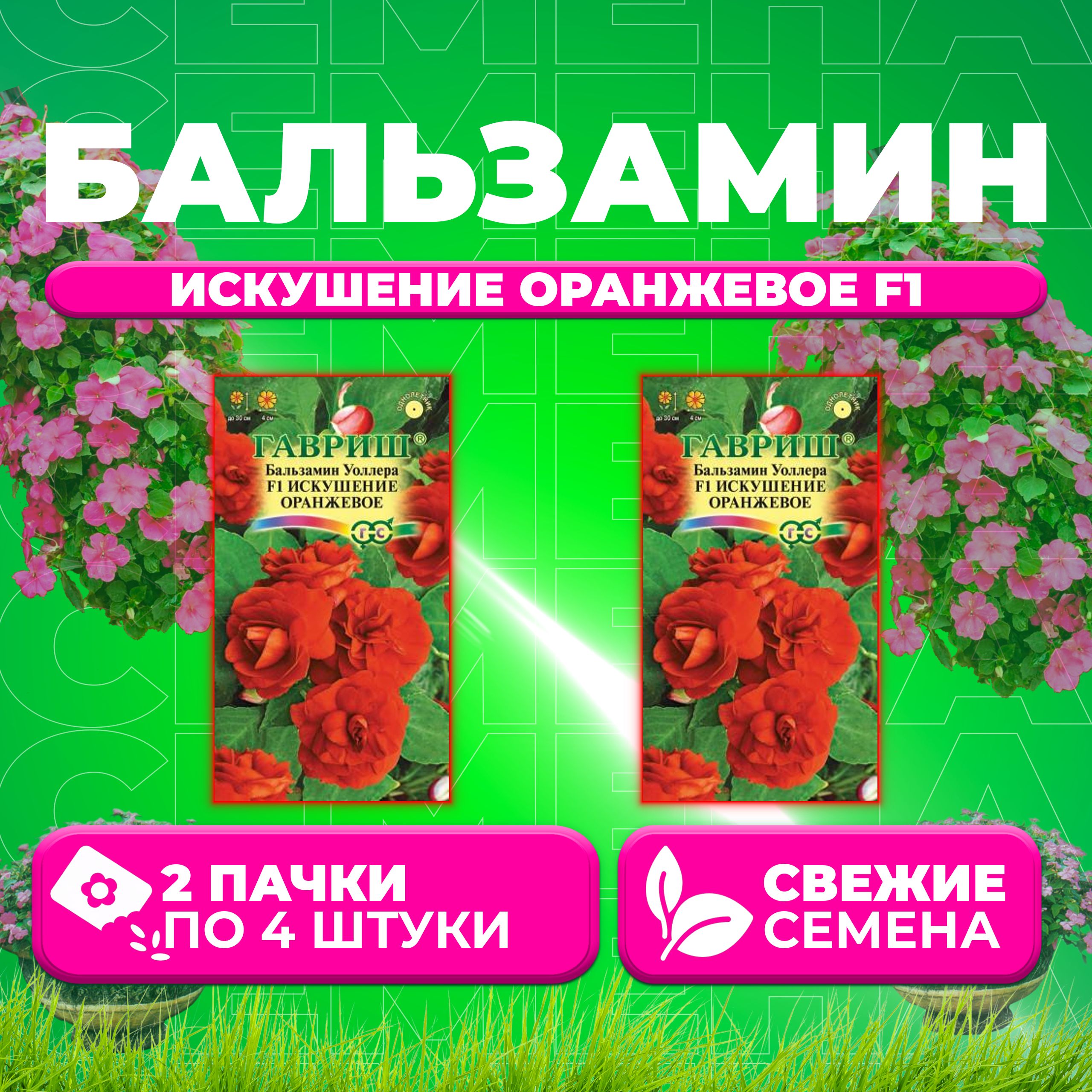 Семена Бальзамин Уоллера Искушение оранжевое F1, 4шт, Гавриш, Цветочная коллекция (2 уп)
Семена Бальзамин Уоллера Искушение оранжевое F1, 4шт, Гавриш, Цветочная коллекция (2 уп)