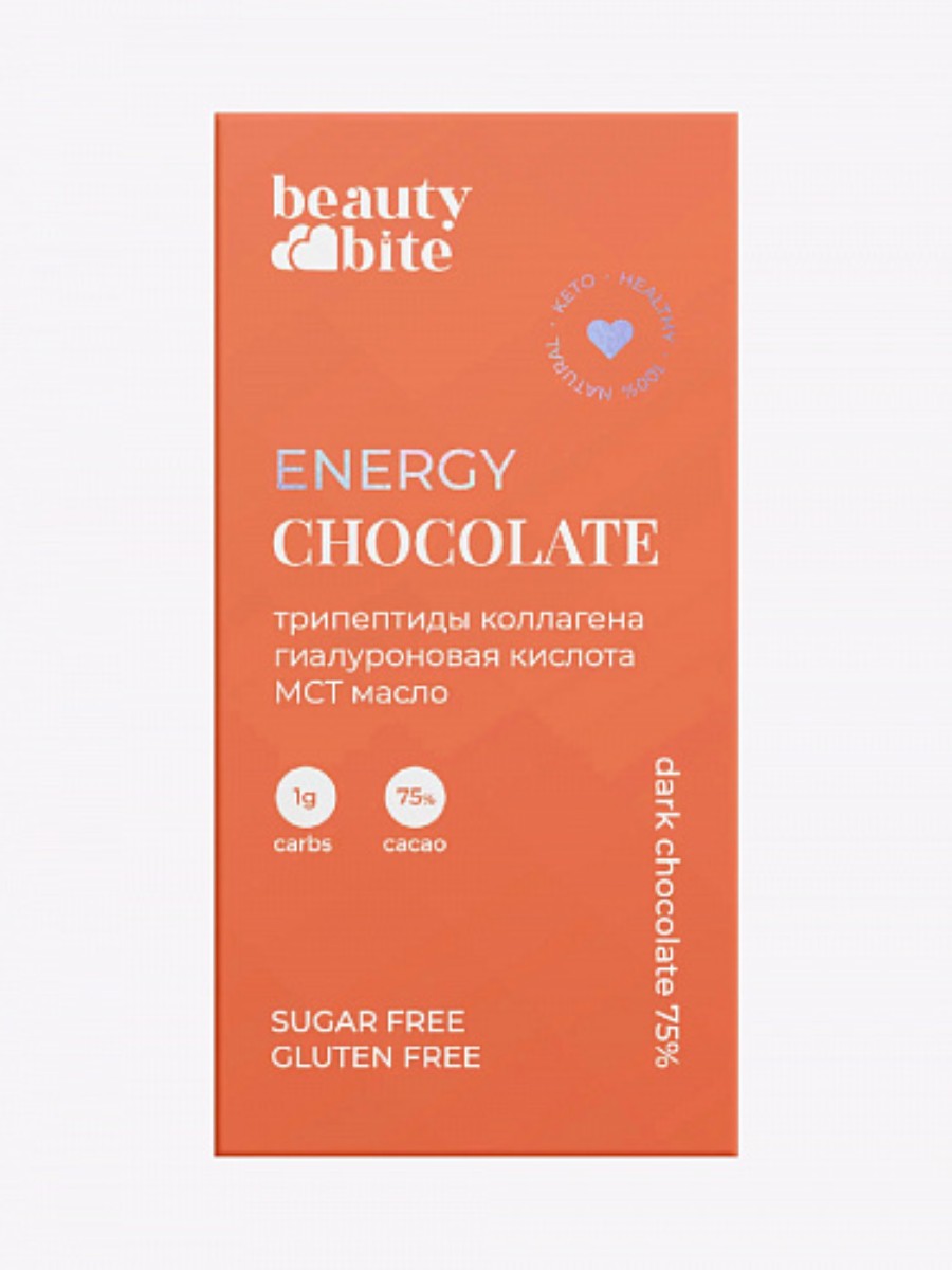 Кето-шоколад Beauty Bite, Energy тёмный 75%, с морским коллаг и маслом МСТ, 2 шт по 20 гр
Кето-шоколад Beauty Bite, Energy тёмный 75%, с морским коллаг и маслом МСТ, 2 шт по 20 гр