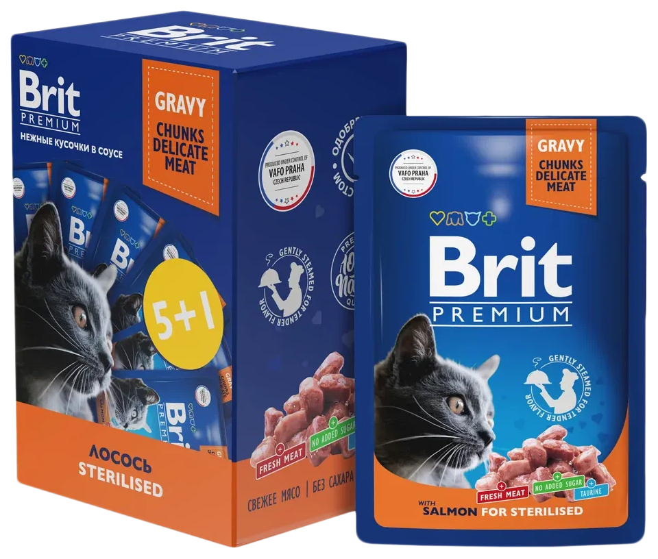 Влажный корм для кошек BRIT PREMIUM CAT SALMON FOR STERILISED, 85 г, (5+1 шт), Sterilized Sterilized
Влажный корм для кошек BRIT PREMIUM CAT SALMON FOR STERILISED, 85 г, (5+1 шт), Sterilized Sterilized
