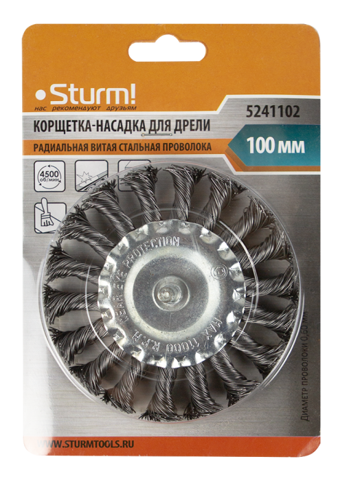 5241102 Корщетка-насадка для дрели Sturm! Радиальная , 100 мм, хвост 6 мм, витая стальн.
5241102 Корщетка-насадка для дрели Sturm! Радиальная , 100 мм, хвост 6 мм, витая стальн.
