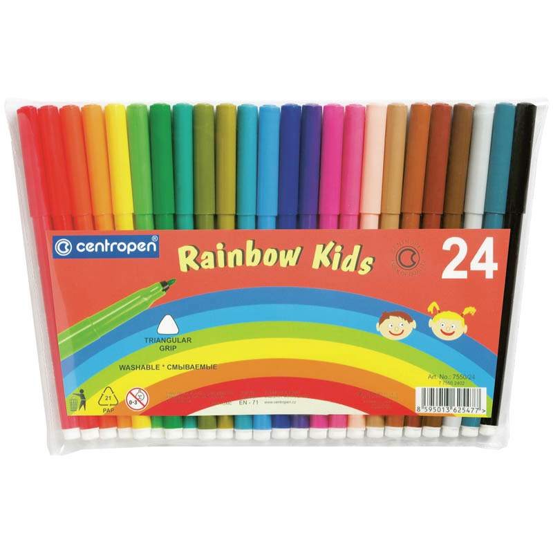 Набор фломастеров Centropen "Rainbow Kids", арт. 216150, 24 цв х 3 упак., Разноцветный
Набор фломастеров Centropen "Rainbow Kids", арт. 216150, 24 цв х 3 упак., Разноцветный