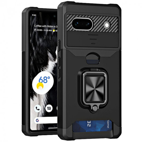 Чехол с кольцом, отделением для карты и шторкой камеры для Google Pixel 7a, черный, Multi Case
Чехол с кольцом, отделением для карты и шторкой камеры для Google Pixel 7a, черный, Multi Case