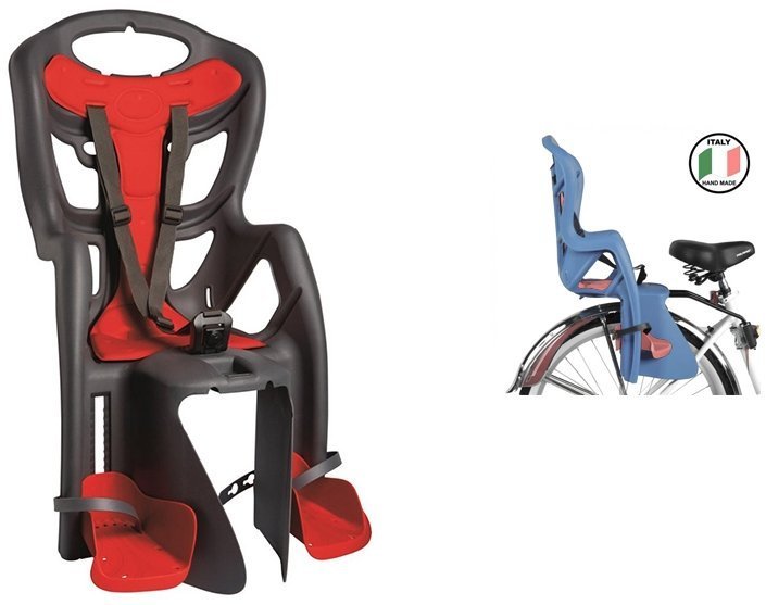 фото Bellelli сидение заднее pepe standard, на велосипед 29", тёмно-серое с красной вставкой до