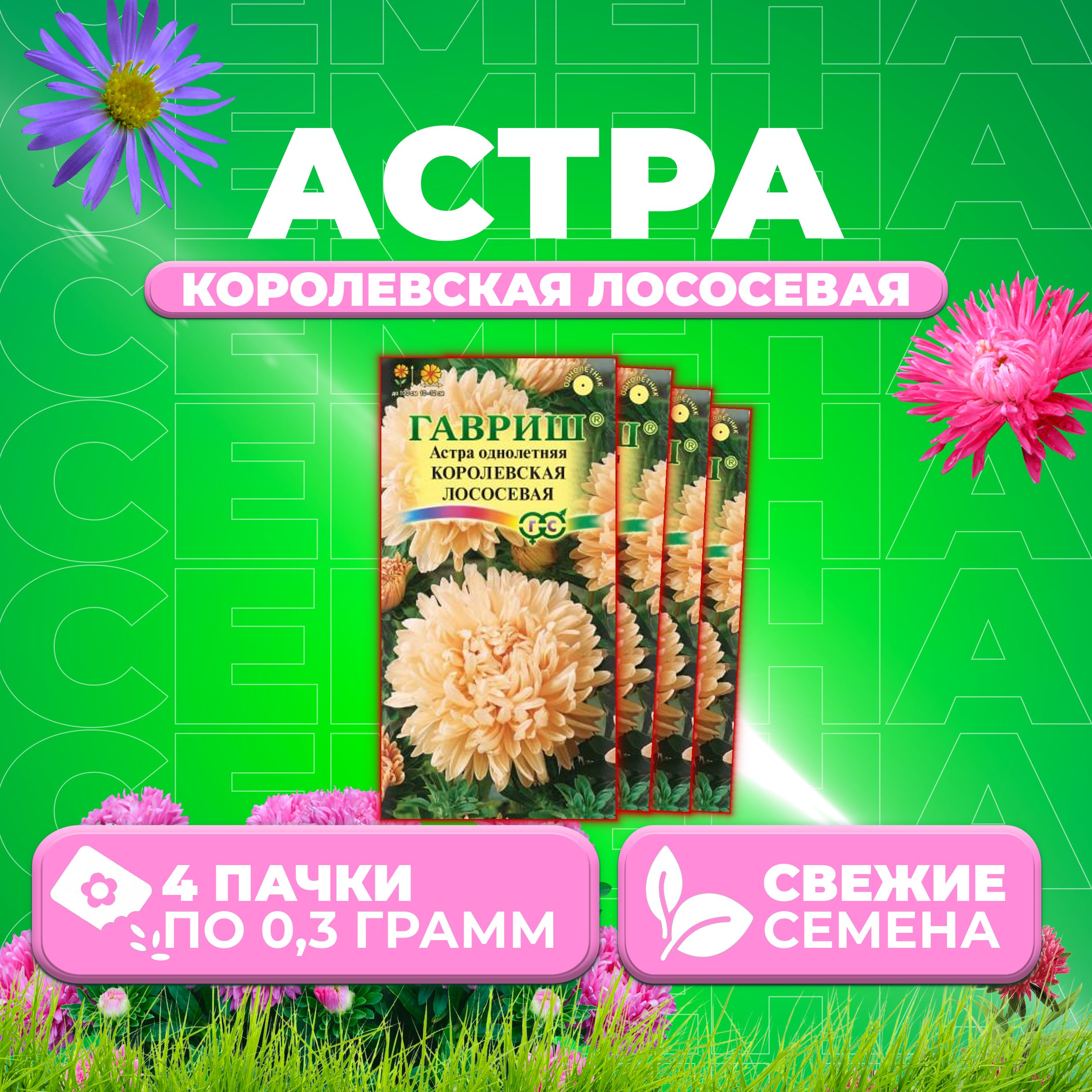Семена Астра Королевская лососевая, пионовидная, 0,3г, Гавриш, Цветочная коллекция (4 уп)
Семена Астра Королевская лососевая, пионовидная, 0,3г, Гавриш, Цветочная коллекция (4 уп)