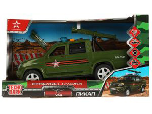 329773 Машина пластик свет-звук УАЗ ПИКАП ВОЕННЫЙ 22 см, 4 кнопки, пушка, кор. Технопарк, Зеленый
329773 Машина пластик свет-звук УАЗ ПИКАП ВОЕННЫЙ 22 см, 4 кнопки, пушка, кор. Технопарк, Зеленый