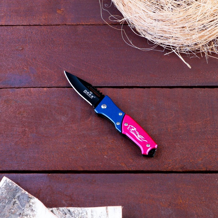 фото Нож складной, рукоять с тигром nobrand