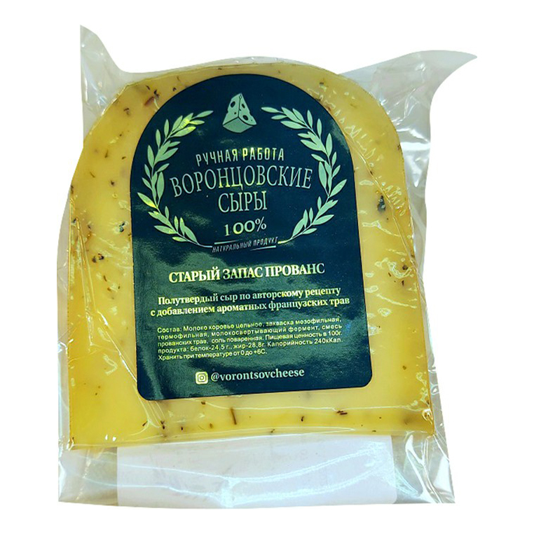 Сыр полутвердый Воронцовские сыры Старый запас Прованс 50% БЗМЖ +-500 г
Сыр полутвердый Воронцовские сыры Старый запас Прованс 50% БЗМЖ +-500 г
