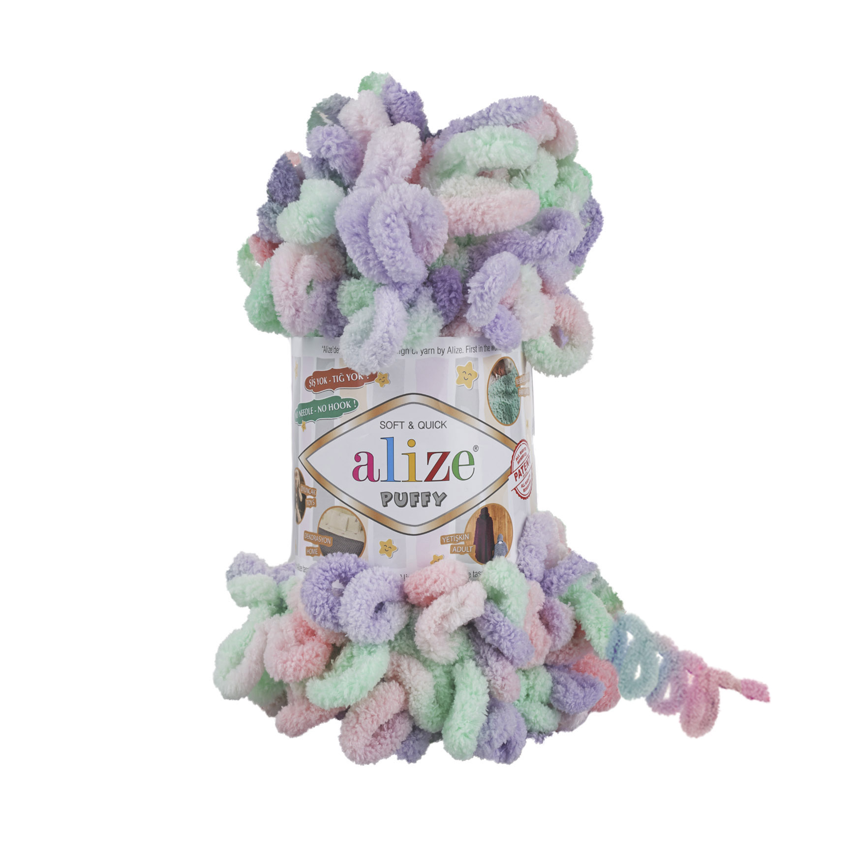 Пряжа для вязания Alize puffycolor5 NL с готовыми петлями сирень-розовый-мята 100 гр, Разноцветный, puffycolor5 NL
Пряжа для вязания Alize puffycolor5 NL с готовыми петлями сирень-розовый-мята 100 гр, Разноцветный, puffycolor5 NL