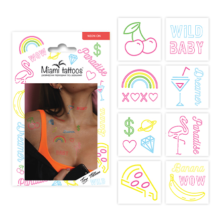 фото Набор переводных тату miami tattoos neon on