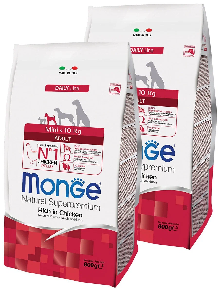 Сухой корм для собак Monge Dog Mini с курицей, 2 шт по 0,8 кг, MONGE DOG MINI ADULT CHICKEN для взрослых собак маленьких пород с курицей (0,8 + 0,8 кг)
Сухой корм для собак Monge Dog Mini с курицей, 2 шт по 0,8 кг, MONGE DOG MINI ADULT CHICKEN для взрослых собак маленьких пород с курицей (0,8 + 0,8 кг)
