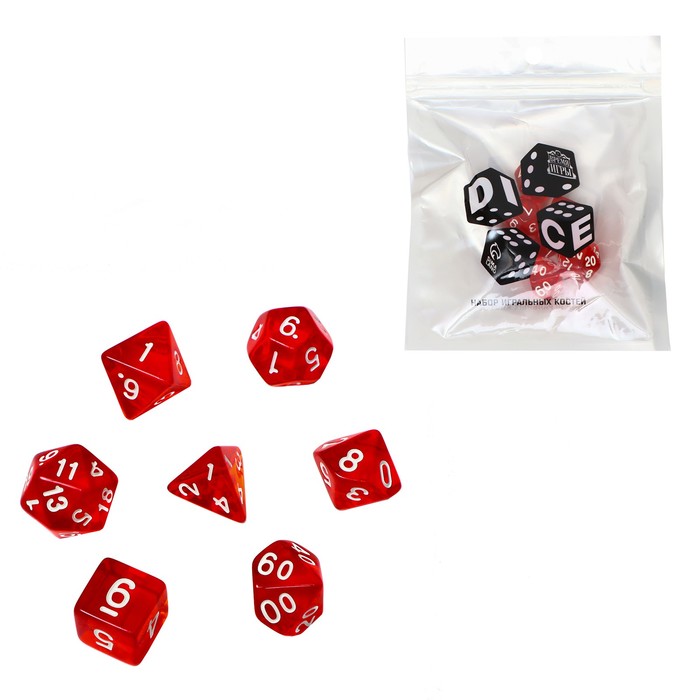 Набор кубиков для D&D (Dungeons and Dragons, ДнД) "Время игры", серия: D&D, 7 шт, красные, Красный
Набор кубиков для D&D (Dungeons and Dragons, ДнД) "Время игры", серия: D&D, 7 шт, красные, Красный