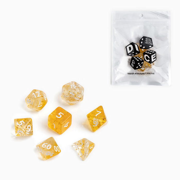 Набор кубиков для D&D (Dungeons and Dragons, ДнД) "Время игры", серия: D&D, 7 шт, желтые, Желтый
Набор кубиков для D&D (Dungeons and Dragons, ДнД) "Время игры", серия: D&D, 7 шт, желтые, Желтый