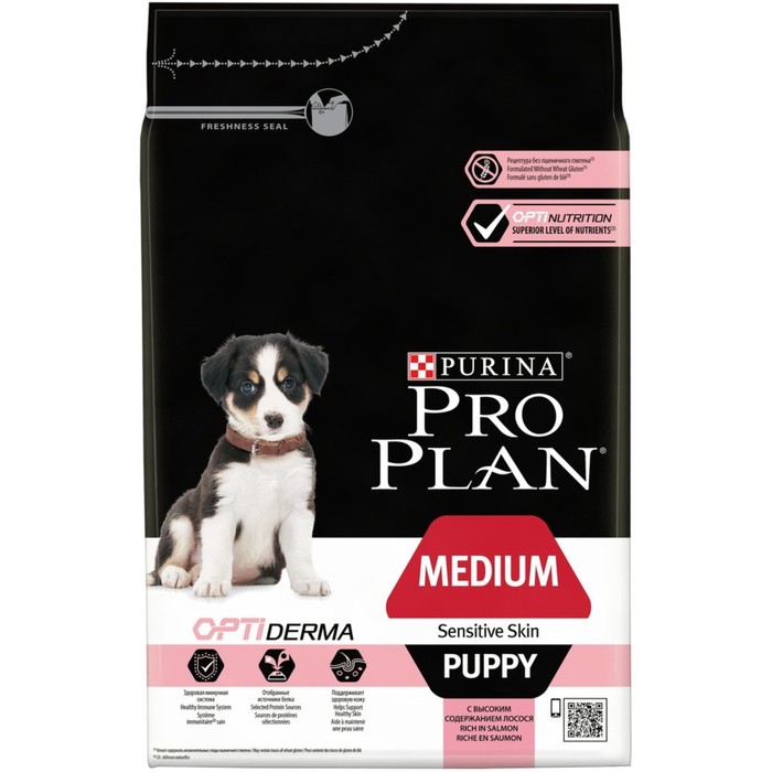 Сухой корм для щенков Pro Plan Puppy Medium Sensitive Skin, для средних пород, лосось, 3кг
Сухой корм для щенков Pro Plan Puppy Medium Sensitive Skin, для средних пород, лосось, 3кг