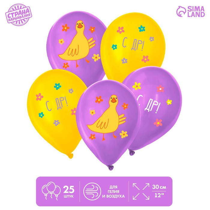 Шар латексный Страна Карнавалия С днём рождения, Уточка 9854767, 25 шт, Желтый;фиолетовый
Шар латексный Страна Карнавалия С днём рождения, Уточка 9854767, 25 шт, Желтый;фиолетовый