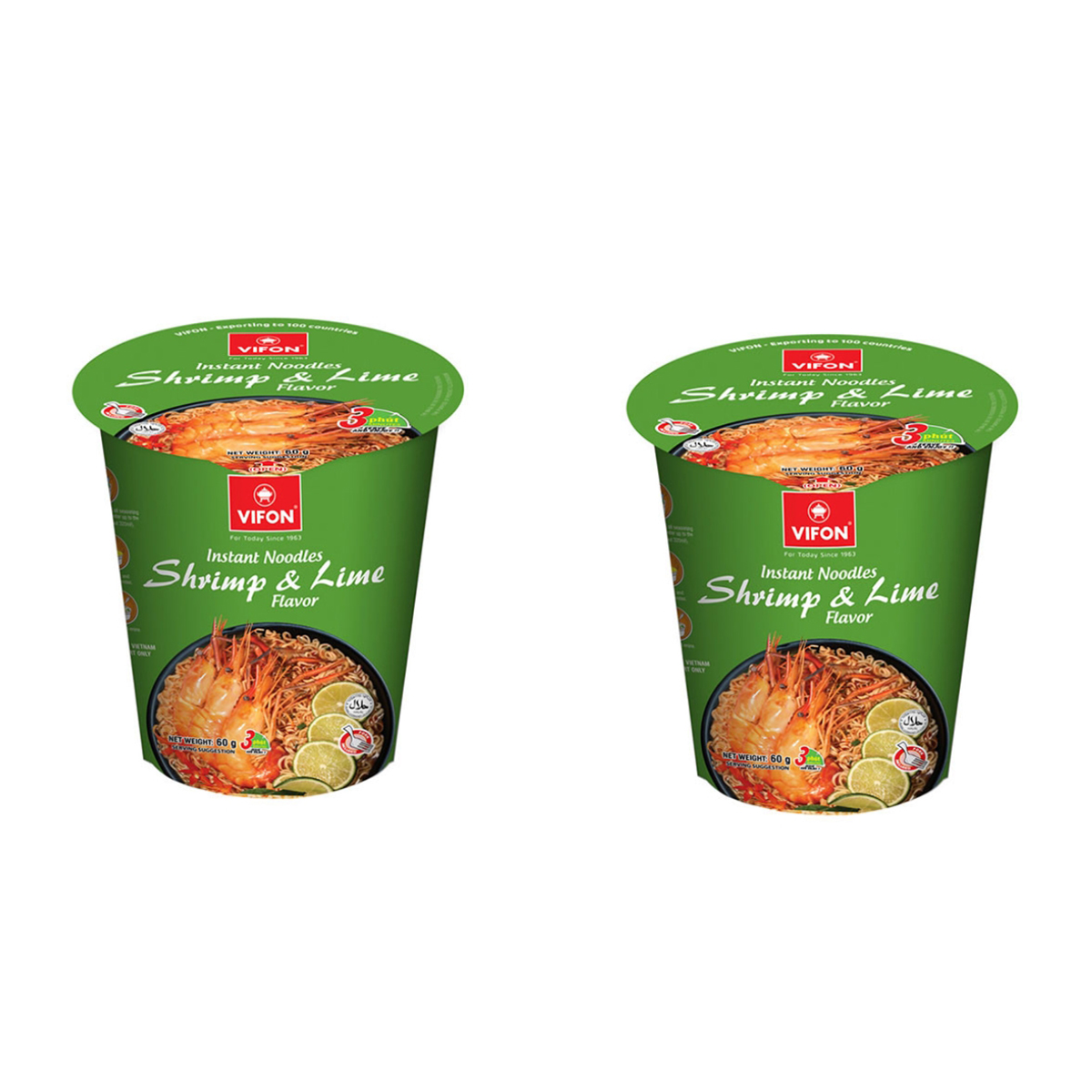 Лапша быстрого приготовления VIFON со вкусом креветок и лайма, 2 шт по 60 г, Лапша быстрого приготовления со вкусом креветок и лайма VIFON чашка (2 шт. по 60 г)
Лапша быстрого приготовления VIFON со вкусом креветок и лайма, 2 шт по 60 г, Лапша быстрого приготовления со вкусом креветок и лайма VIFON чашка (2 шт. по 60 г)