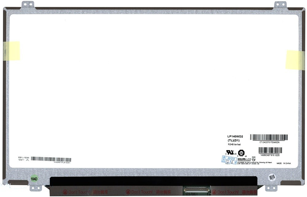 Матрица OEM для ноутбука LP140WD2(TL)(D1) (10015330V), совместимая с p/n: LP140WD2(TL)(D1)
Матрица OEM для ноутбука LP140WD2(TL)(D1) (10015330V), совместимая с p/n: LP140WD2(TL)(D1)