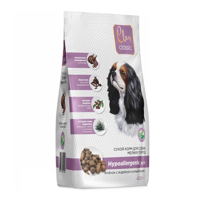 Сухой корм для собак Clan Classic Hypoallergenic-23/11 с ягненком и индейкой с рисом 400 г
Сухой корм для собак Clan Classic Hypoallergenic-23/11 с ягненком и индейкой с рисом 400 г
