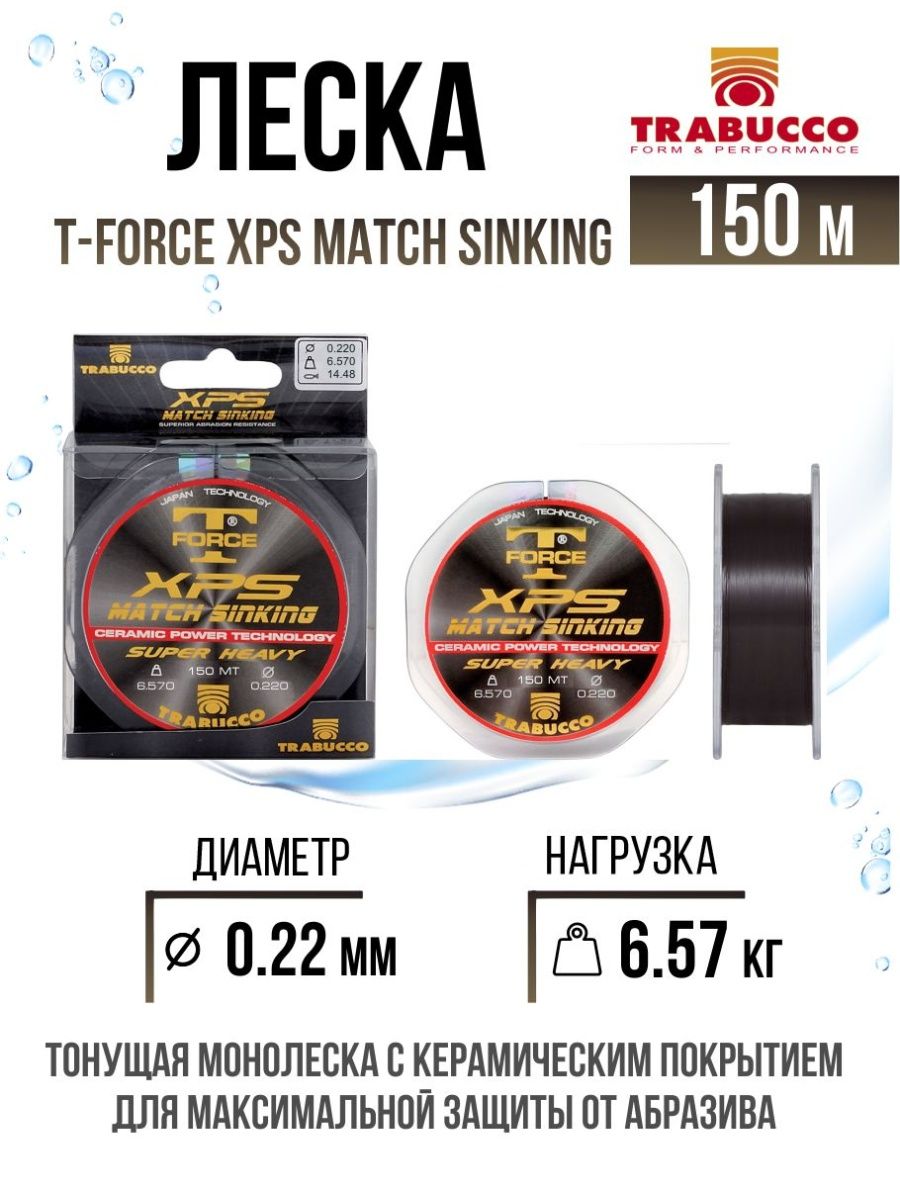 Монолеска Trabucco T-Force XPS Match Sinking 150m Glossy Black 0.220mm/6.57kg, T-Force XPS Match Sinking
Монолеска Trabucco T-Force XPS Match Sinking 150m Glossy Black 0.220mm/6.57kg, T-Force XPS Match Sinking