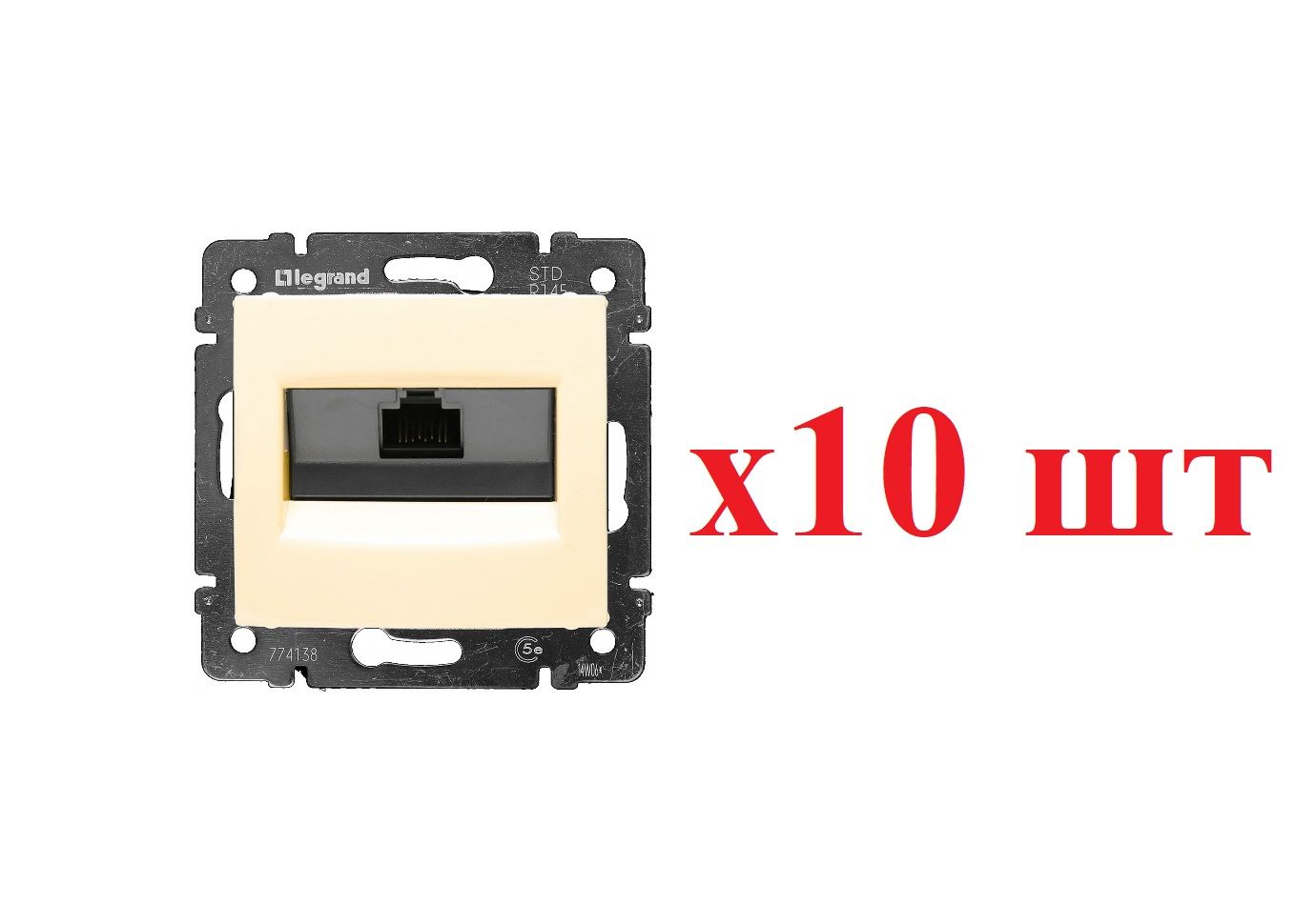 Legrand Valena Крем Розетка комп(RJ45) 1-ая 5 кат.крепление винт.(без лапок) 774138 (10шт), Бежевый, Valena_774138_10
Legrand Valena Крем Розетка комп(RJ45) 1-ая 5 кат.крепление винт.(без лапок) 774138 (10шт), Бежевый, Valena_774138_10