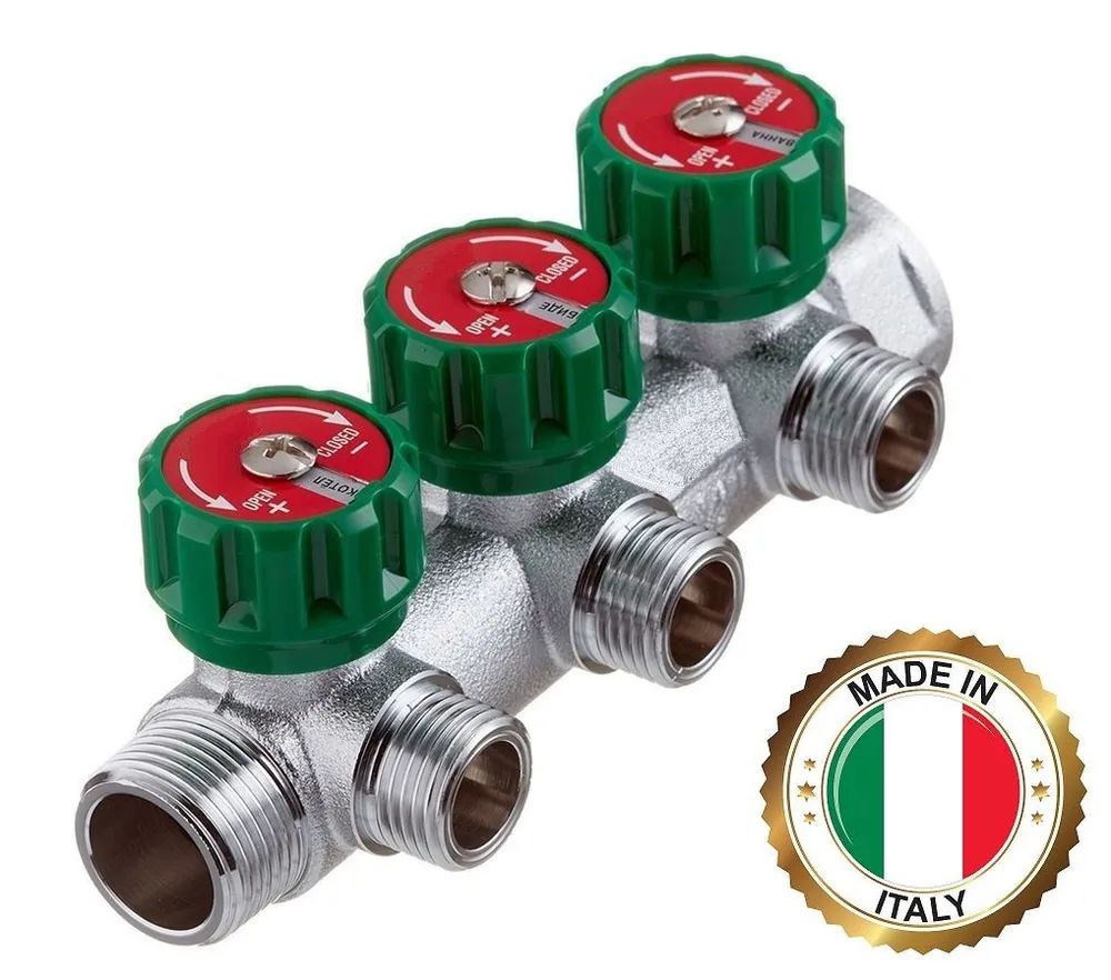 Коллектор регулирующий 3/4" ВР-НР с 3 отводами на 1/2" НР ITALY FK 3821 3412TP хром, 4567654
Коллектор регулирующий 3/4" ВР-НР с 3 отводами на 1/2" НР ITALY FK 3821 3412TP хром, 4567654