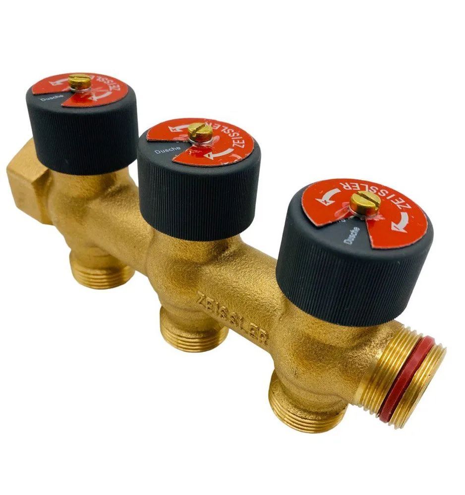 Коллектор распределительный 3/4" ZEISSLER, 3 отвода 3/4" с регулировочными вентилями, 435654336544
Коллектор распределительный 3/4" ZEISSLER, 3 отвода 3/4" с регулировочными вентилями, 435654336544
