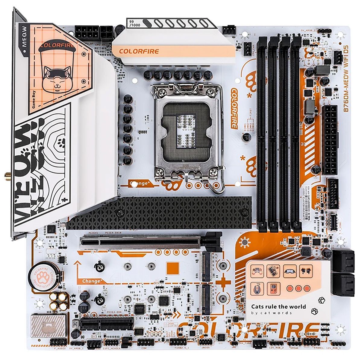 Материнская плата Colorful B760M-MEOW WIFI D5 (COLORFIRE B760M-MEOW WIFI D5 ORANGE), COLORFIRE B760M-MEOW WIFI D5 ORANGE
Материнская плата Colorful B760M-MEOW WIFI D5 (COLORFIRE B760M-MEOW WIFI D5 ORANGE), COLORFIRE B760M-MEOW WIFI D5 ORANGE