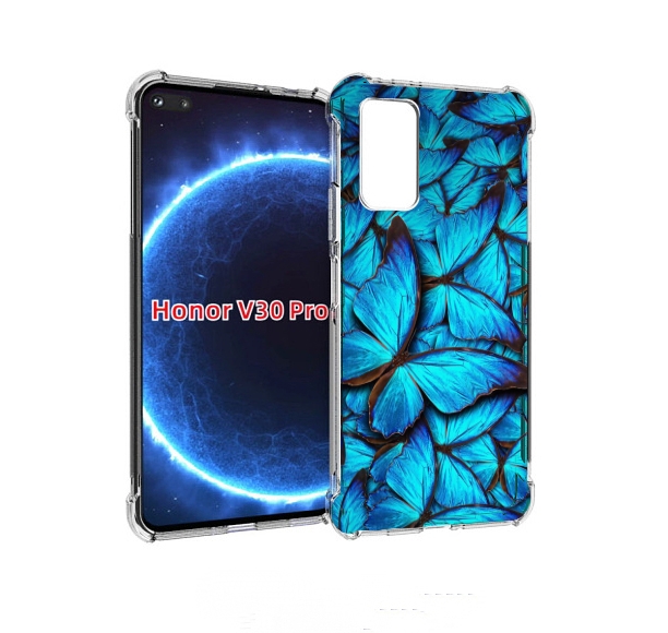 Чехол бампер MyPads бирюзовые бабочки для Honor V30 Pro, Прозрачный, Tocco 
Чехол бампер MyPads бирюзовые бабочки для Honor V30 Pro, Прозрачный, Tocco