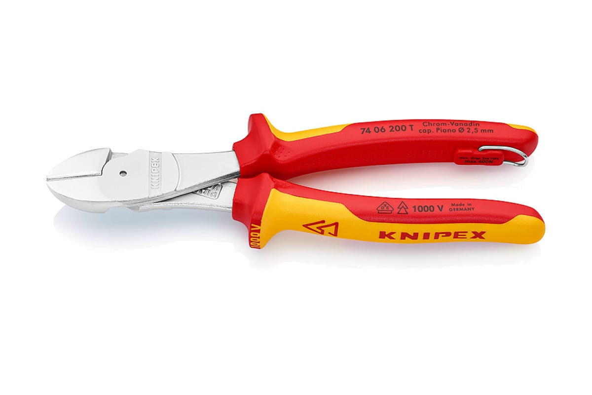 KNIPEX Бокорезы особ. мощн. VDE, рез: провол. ср. d 4.2 мм, твёрд. d 3 мм, роял. струна d
KNIPEX Бокорезы особ. мощн. VDE, рез: провол. ср. d 4.2 мм, твёрд. d 3 мм, роял. струна d