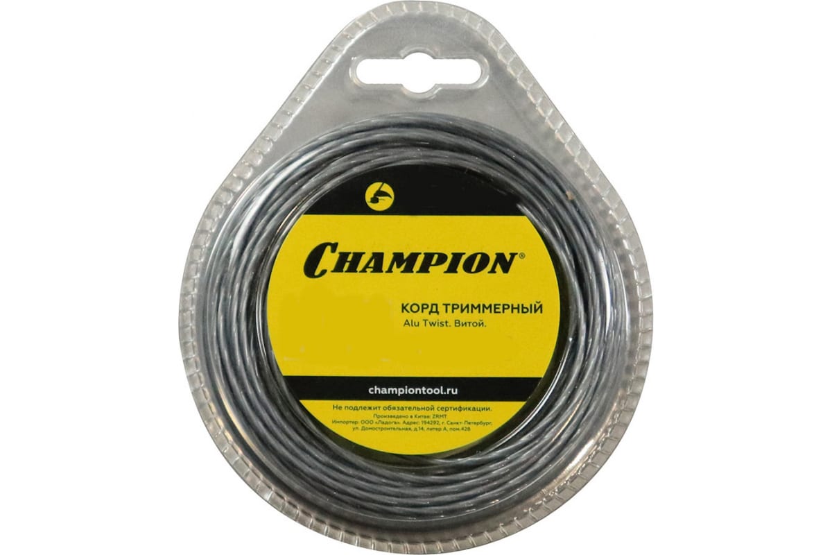 Леска для триммера витая клевер 2,4 мм Champion Alu twist C7063 40 м, Серебристый, Alu Twist
Леска для триммера витая клевер 2,4 мм Champion Alu twist C7063 40 м, Серебристый, Alu Twist