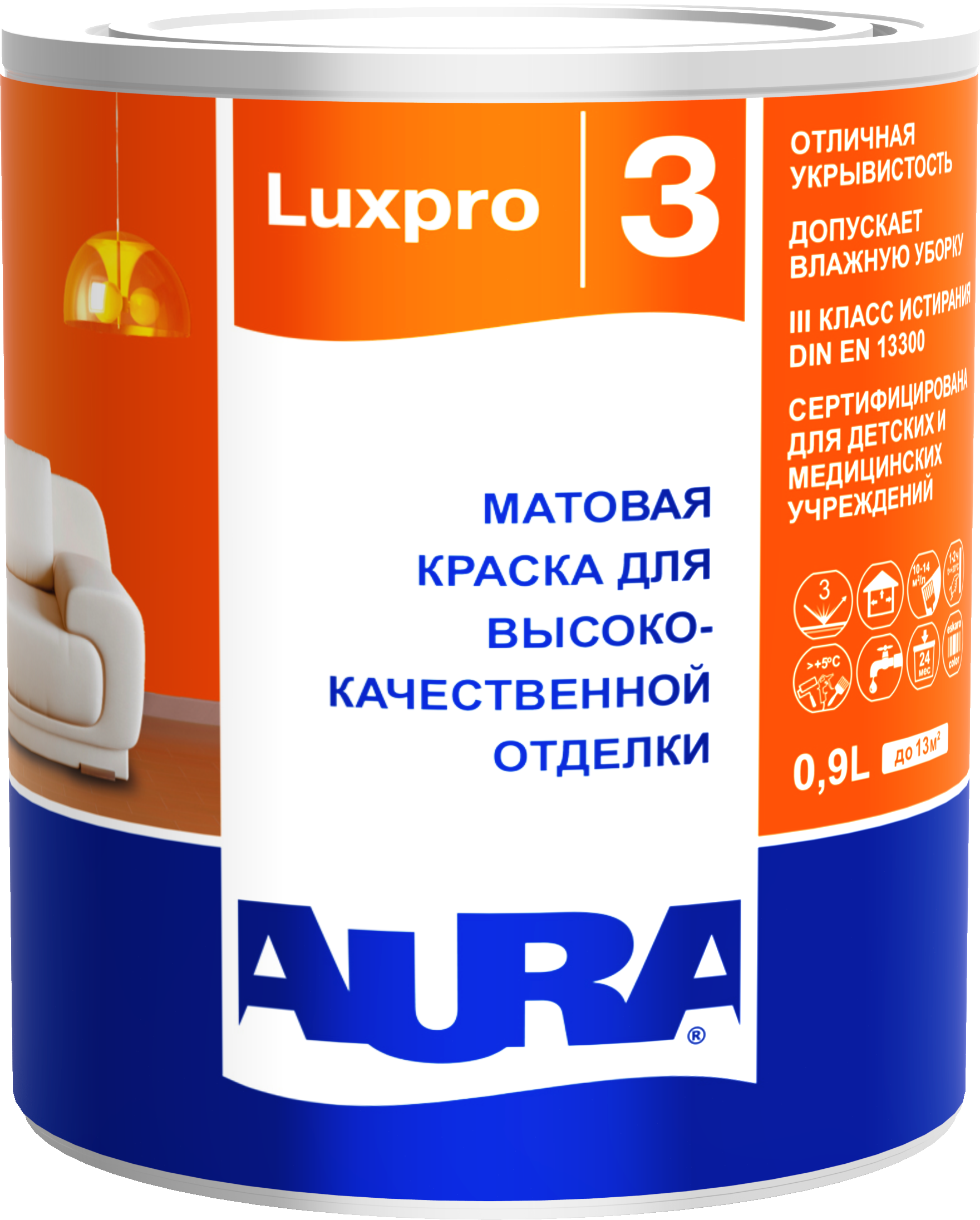 Краска интерьерная Eskaro Aura Luxpro 3 для высококачественной отделки 0,9л, база А белый
Краска интерьерная Eskaro Aura Luxpro 3 для высококачественной отделки 0,9л, база А белый