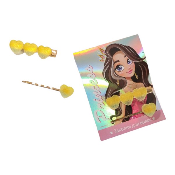 Заколки для волос Princess, желтые сердечки, 2 шт., Разноцветный, Art beauty_kids
Заколки для волос Princess, желтые сердечки, 2 шт., Разноцветный, Art beauty_kids