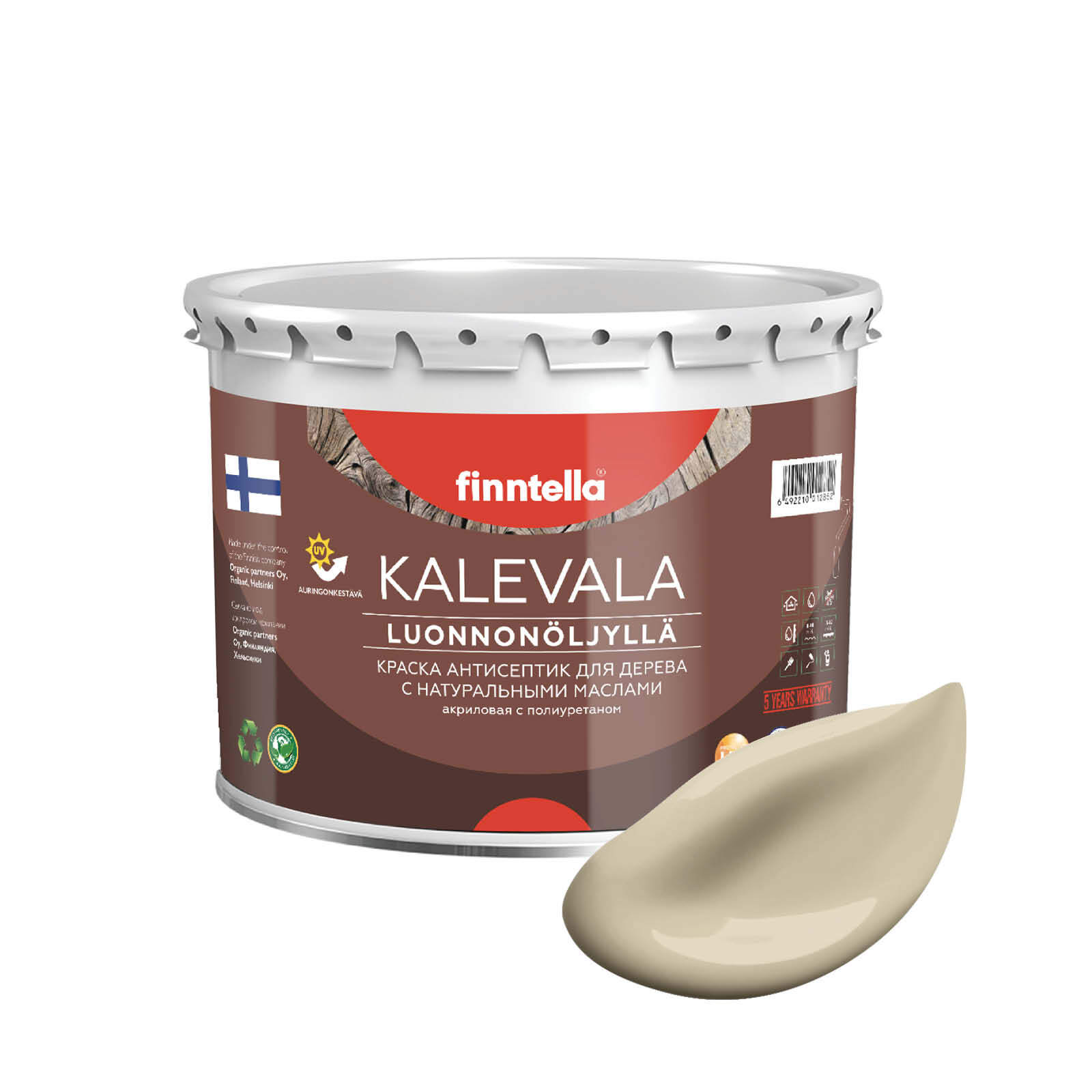 Краска для дерева и деревянных фасадов FINNTELLA KALEVALA, с натуральным маслом и полиурет, Бежевый, KALEVALA NLC
Краска для дерева и деревянных фасадов FINNTELLA KALEVALA, с натуральным маслом и полиурет, Бежевый, KALEVALA NLC