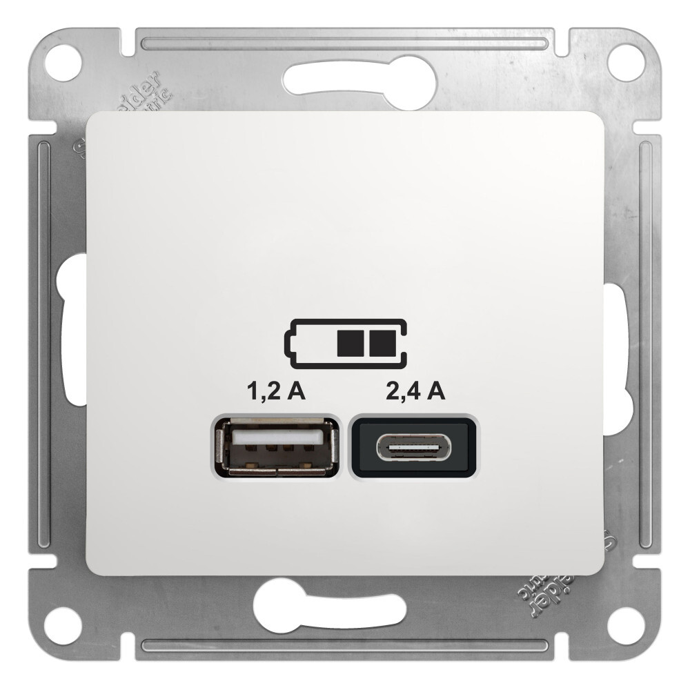 Розетка USB Glossa тип A+C 5В/2.4А 2х5В/1.2А механизм бел., Белый, Glossa16_240_Скрытый
Розетка USB Glossa тип A+C 5В/2.4А 2х5В/1.2А механизм бел., Белый, Glossa16_240_Скрытый