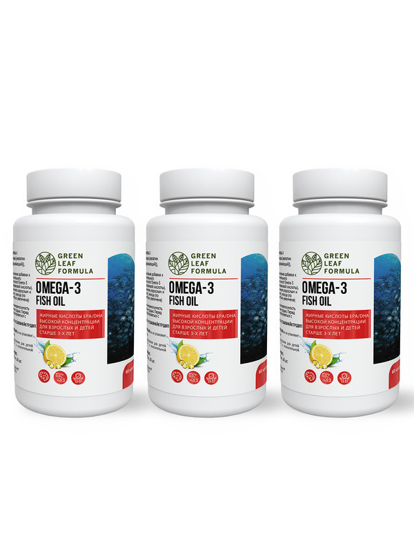 Набор ОМЕГА 3 Green Leaf Formula жирные кислоты капсулы 60 шт. 3 упаковки, Омега-3
Набор ОМЕГА 3 Green Leaf Formula жирные кислоты капсулы 60 шт. 3 упаковки, Омега-3