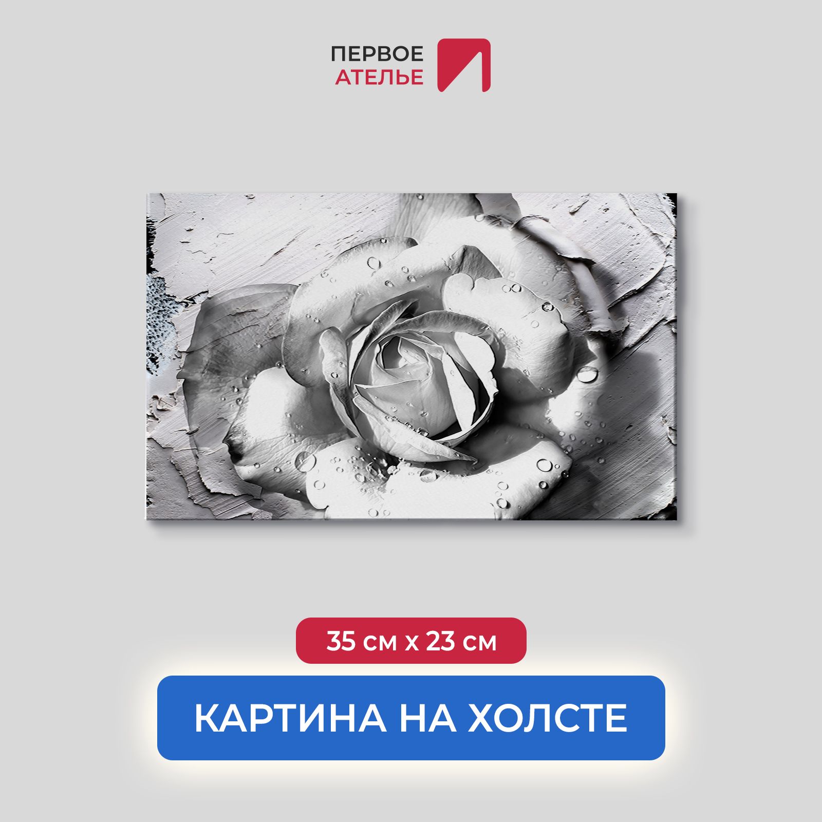Картина на стену для интерьера ПЕРВОЕ АТЕЛЬЕ "Черно-белая роза" 35х23 см, Черно-белая роза
Картина на стену для интерьера ПЕРВОЕ АТЕЛЬЕ "Черно-белая роза" 35х23 см, Черно-белая роза