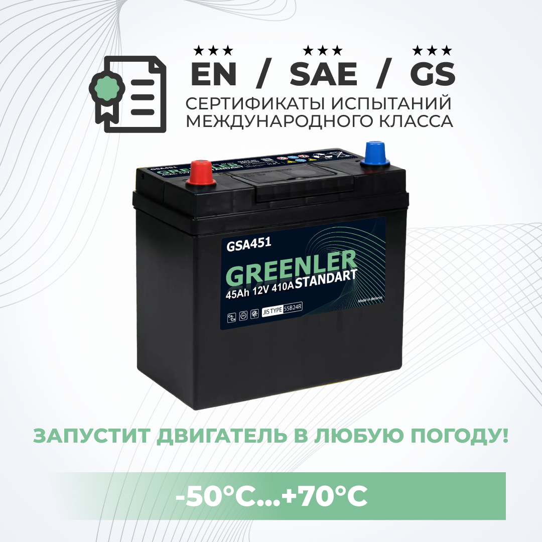 Аккумулятор автомобильный GRЕЕNLЕR GSА451 45Аh 410А прямая полярность 238х129х225, GRЕЕNLЕR 1
Аккумулятор автомобильный GRЕЕNLЕR GSА451 45Аh 410А прямая полярность 238х129х225, GRЕЕNLЕR 1