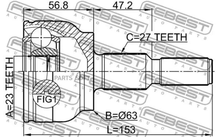 FEBEST Шрус наружный 23x63x27 FORD FOCUS CB8 2011- FEBEST 2110-CDH FEBEST 2110-CDH
FEBEST Шрус наружный 23x63x27 FORD FOCUS CB8 2011- FEBEST 2110-CDH FEBEST 2110-CDH
