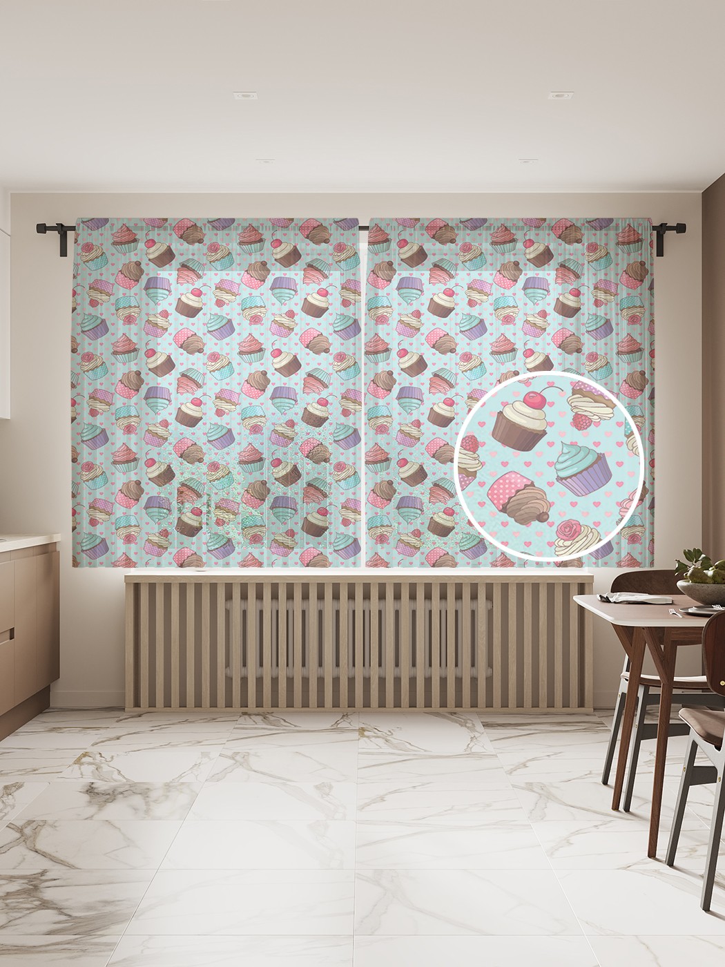 Фототюль JoyArty "Пирожное с вишенкой" 145x180см, 2 полотна, лента, 50 крючков, Пирожное с вишенкой 
Фототюль JoyArty "Пирожное с вишенкой" 145x180см, 2 полотна, лента, 50 крючков, Пирожное с вишенкой