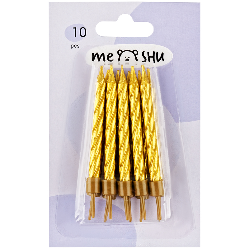 Свечи для торта с держателями MESHU Мини, золотые, 5,8см, 10шт, блистер 24 уп, Золотистый
Свечи для торта с держателями MESHU Мини, золотые, 5,8см, 10шт, блистер 24 уп, Золотистый