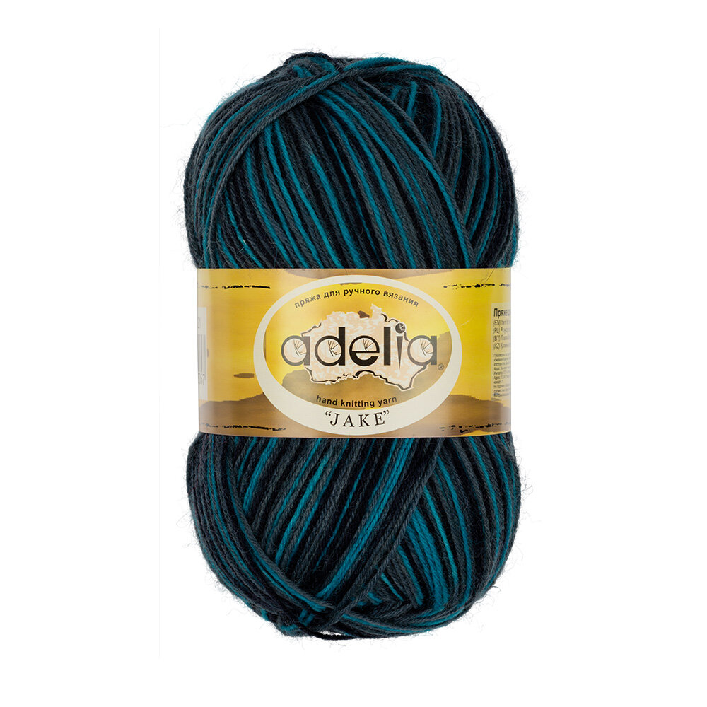 Пряжа Adelia Jake 75% шерсть, 25% нейлон №21морская волна-серый-черный - 5 мотков по 100 г, Разноцветный, "JAKE"
Пряжа Adelia Jake 75% шерсть, 25% нейлон №21морская волна-серый-черный - 5 мотков по 100 г, Разноцветный, "JAKE"