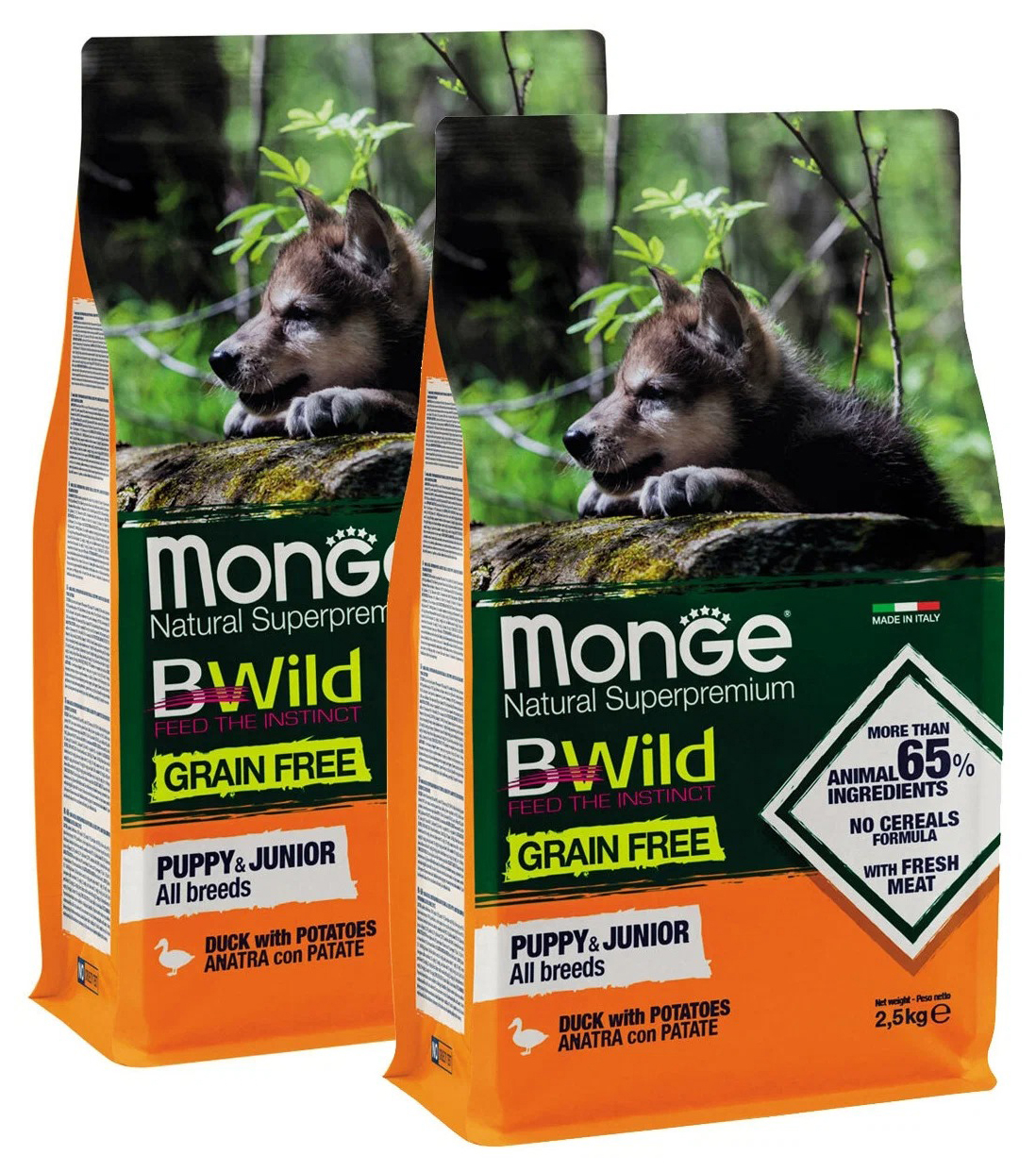 MONGE MONGE BWILD GRAIN FREE PUPPY DUCK беззерновой для щенков всех пород с уткой и картоф
MONGE MONGE BWILD GRAIN FREE PUPPY DUCK беззерновой для щенков всех пород с уткой и картоф