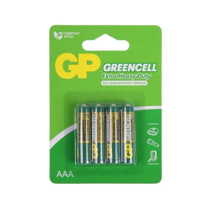 Батарейка солевая GP Greencell Extra Heavy Duty, AAA, R03-4BL, 1.5В, блистер, 4 шт.
Батарейка солевая GP Greencell Extra Heavy Duty, AAA, R03-4BL, 1.5В, блистер, 4 шт.
