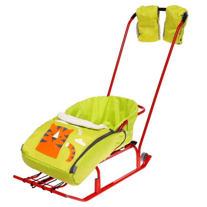 фото Санки nika тимка 5ун детские, с набором аксессуаров, цвет алый