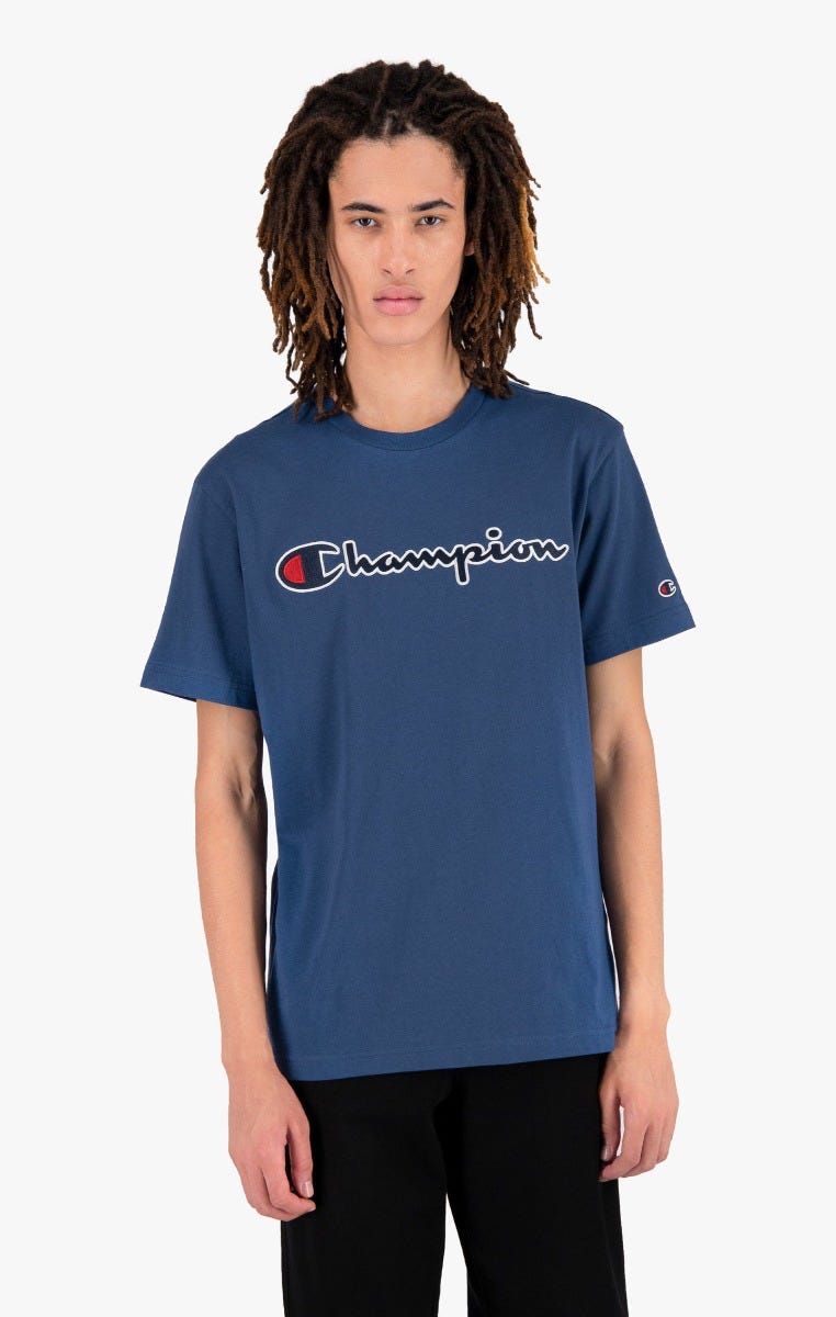 фото Футболка мужская champion rochester champion logo crewneck t-shirt синяя s