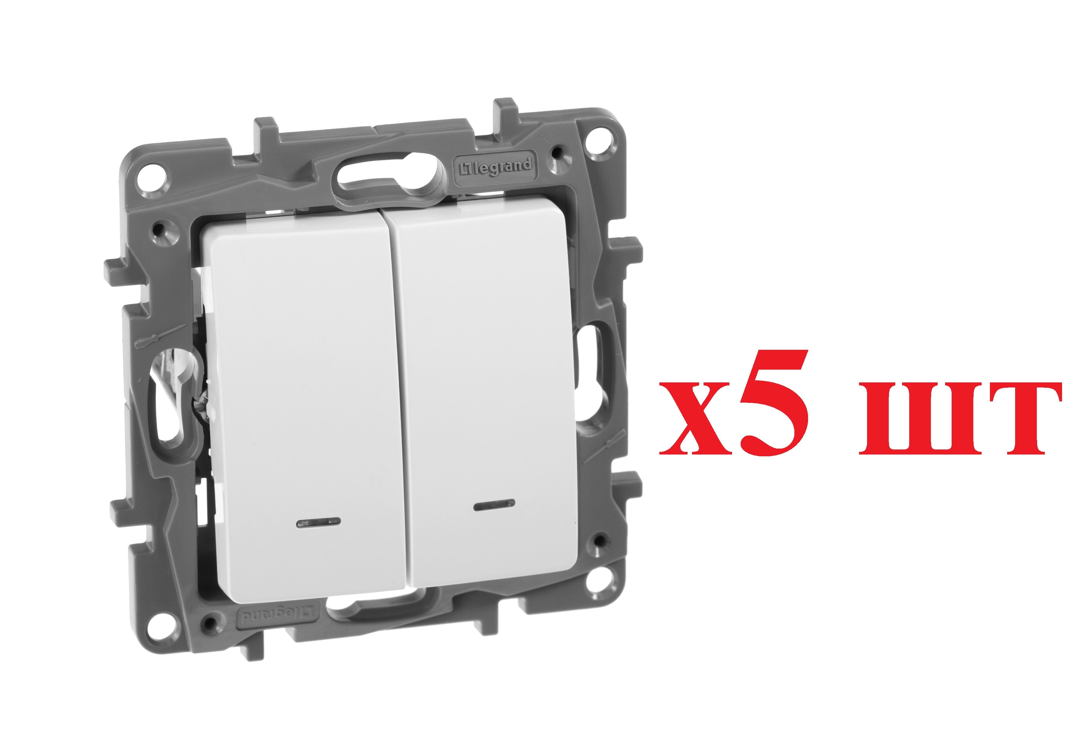 Legrand Etika Бел Переключатель 2-клавишный с подсветкой, 10А, авт. Клем 672216 (5шт), Белый, Etika2
Legrand Etika Бел Переключатель 2-клавишный с подсветкой, 10А, авт. Клем 672216 (5шт), Белый, Etika2