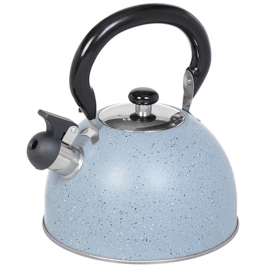 фото Чайник 2.8 л со свистком матовый ручка бакелитовая daniks индукция серый мрамор m-009gr