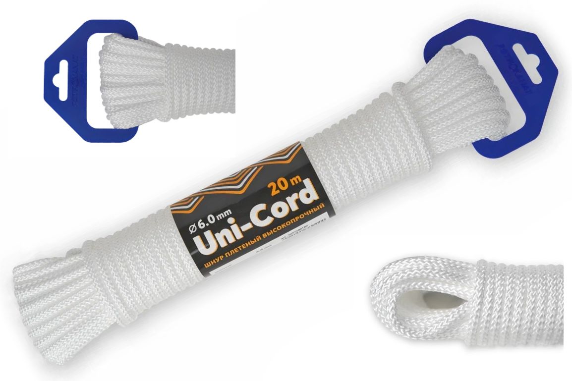 Шнур плетеный UNI-CORD 6.0 мм, 20 м, евромоток, универсальный полипропиленовый шнур, Белый, 111054nordКАТ
Шнур плетеный UNI-CORD 6.0 мм, 20 м, евромоток, универсальный полипропиленовый шнур, Белый, 111054nordКАТ